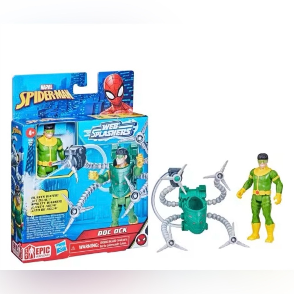 Marvel Spider-Man 4” Doc Ock Action Figure Refillable Water Accessory Ages 4+